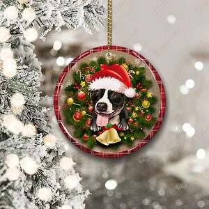 Pitbull Christmas Round Ceramic Ornament, Gift For Dog Lovers - Ettee - Ceramic ornament
