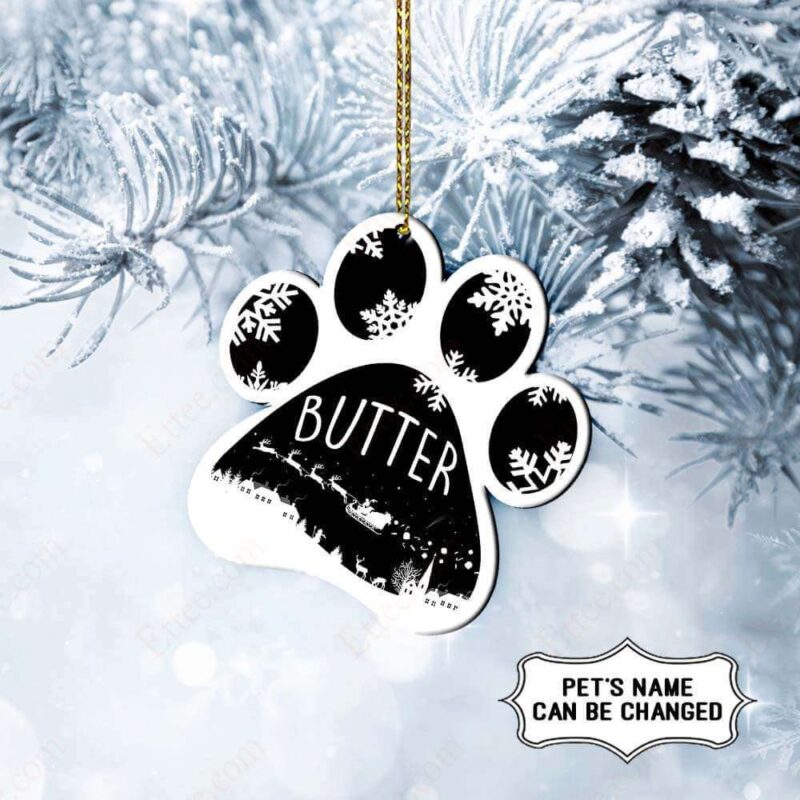 Dog Paw Custom-Shaped Ornament, Custom Name Gift For Dog Lovers