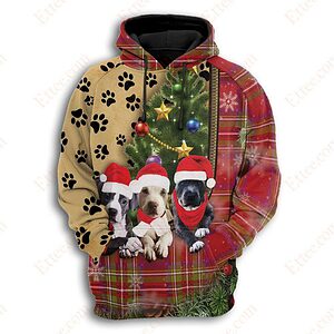 Pitbull 3D Unisex Hoodie, Christmas Gift For Dog Lovers - Ettee - 3D Sweater