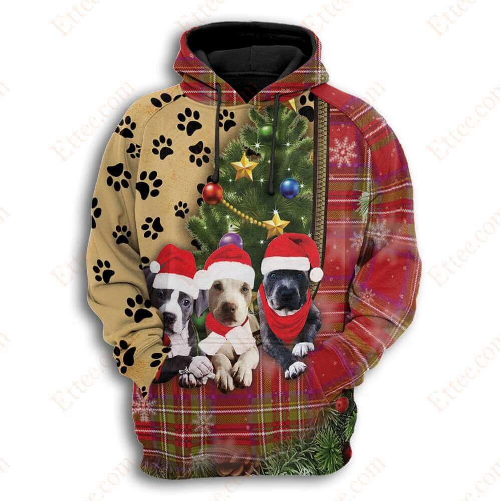 Pitbull 3D Unisex Hoodie, Christmas Gift For Dog Lovers - Ettee - 3D Sweater