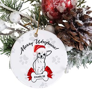 Chihuahua Dog Ceramic Ornament, Merry Woofmas 2022 - Ettee - Ceramic ornament