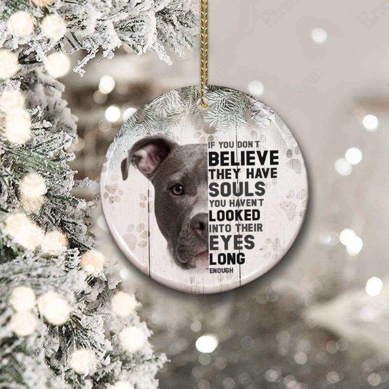 Pitbull Dog Ceramic Ornament, If You Don't Believe They Have Souls