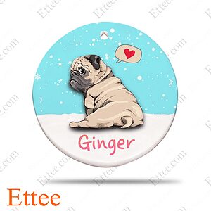 Pug Ceramic Ornament, Christmas Gift Cute Dog - Ettee - Ceramic ornament