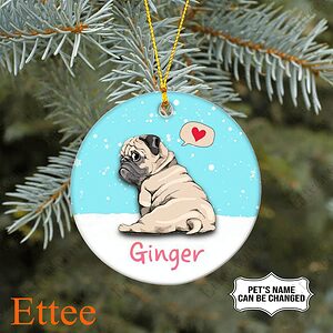 Pug Ceramic Ornament, Christmas Gift Cute Dog - Ettee - Ceramic ornament