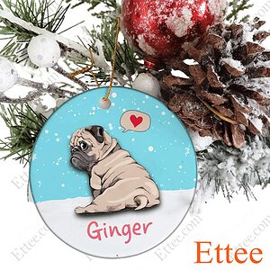 Pug Ceramic Ornament, Christmas Gift Cute Dog - Ettee - Ceramic ornament