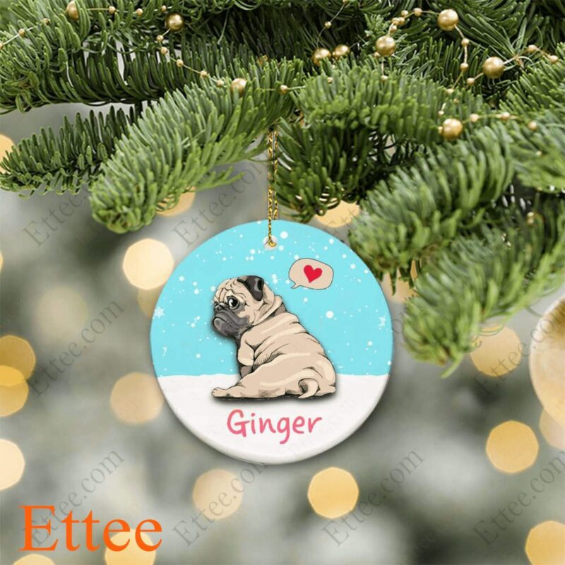 Pug Ceramic Ornament, Christmas Gift Cute Dog