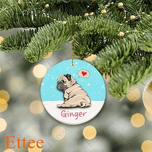 Pug Ceramic Ornament, Christmas Gift Cute Dog - Ettee - Ceramic ornament