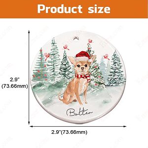 Chihuahua Ceramic Ornament Custom Name, Watercolor Dog Gift 2022 - Ettee - Ceramic ornament
