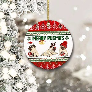 Merry Pugmas Ceramic Ornament, Gift For Pug Lovers 2022 - Ettee - Ceramic ornament