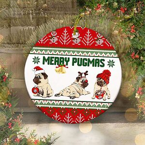 Merry Pugmas Ceramic Ornament, Gift For Pug Lovers 2022 - Ettee - Ceramic ornament