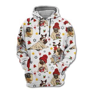 Pug 3D Unisex Hoodie, Christmas Gift For Dog Lovers - Ettee - 3D Sweater
