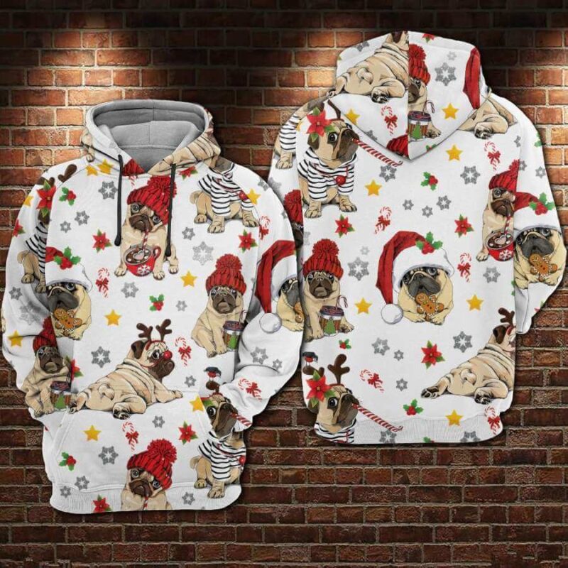 Pug 3D Unisex Hoodie, Christmas Gift For Dog Lovers