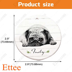 Lying Pug Ceramic Ornament, Unique Custom Name Gift For Dog Lovers - Ettee - Ceramic ornament