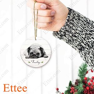 Lying Pug Ceramic Ornament, Unique Custom Name Gift For Dog Lovers - Ettee - Ceramic ornament
