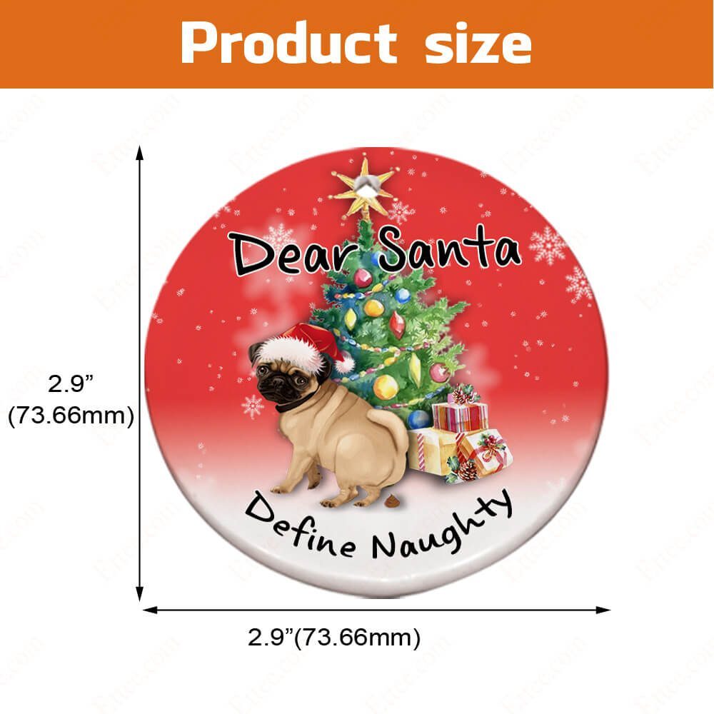 Pug Pooping Pooches Ceramic Ornament, Define Naughty 2022 Gag Gift - Ettee - Ceramic ornament