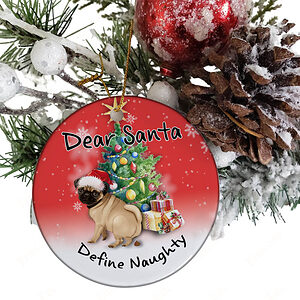 Pug Pooping Pooches Ceramic Ornament, Define Naughty 2022 Gag Gift - Ettee - Ceramic ornament