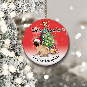 Pug Pooping Pooches Ceramic Ornament, Define Naughty 2022 Gag Gift - Ettee - Ceramic ornament