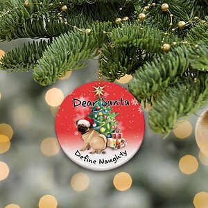 Pug Pooping Pooches Ceramic Ornament, Define Naughty 2022 Gag Gift - Ettee - Ceramic ornament
