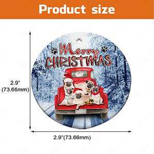 Pugs Pickup Truck Ceramic Ornament, Special Christmas Gift 2022 - Ettee - Ceramic ornament