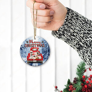 Pugs Pickup Truck Ceramic Ornament, Special Christmas Gift 2022 - Ettee - Ceramic ornament