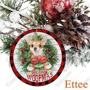 Chihuahua Merry Woofmas Ceramic Ornament, Pet Gift 2022 - Ettee - Ceramic ornament