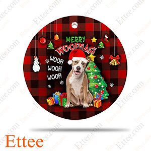 Pitbull Ceramic Ornament, Christmas Gift 2022, Merry Woofmas - Ettee - Ceramic ornament