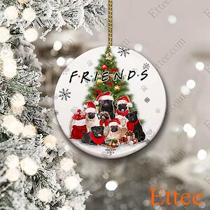 Pug Friends Ceramic Ornament, Christmas Gift Dog Lover - Ettee - Ceramic ornament