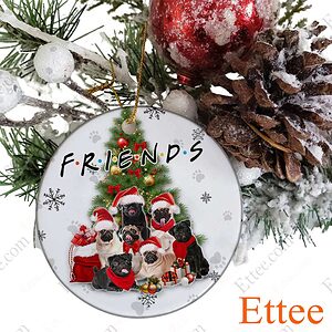 Pug Friends Ceramic Ornament, Christmas Gift Dog Lover - Ettee - Ceramic ornament