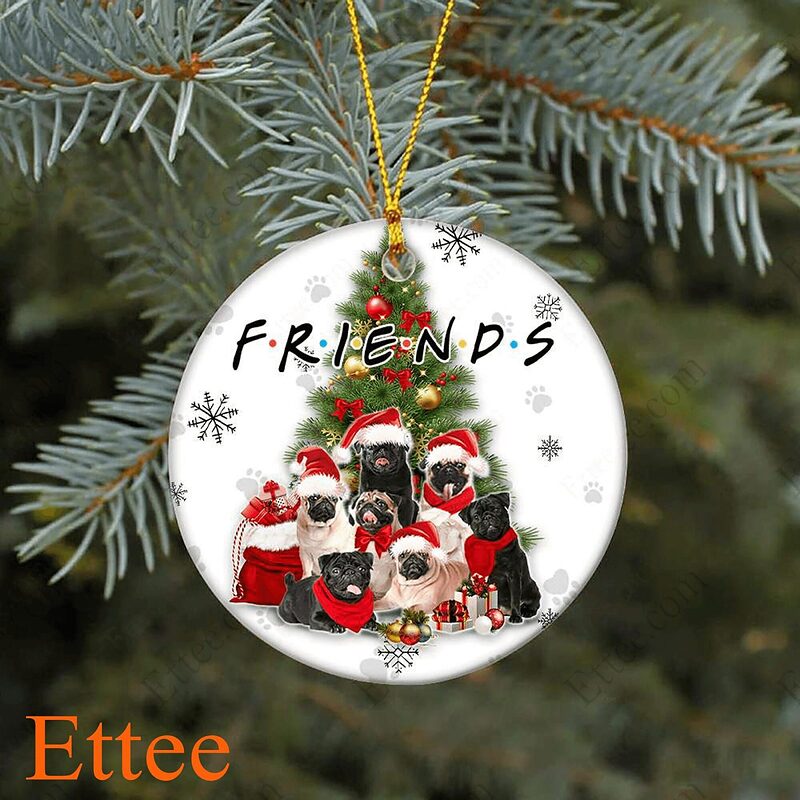 Pug Friends Ceramic Ornament, Christmas Gift Dog Lover - Ettee - Ceramic ornament