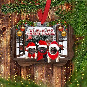 Pugs Benelux Ornament, We Woof You A Merry Pugmas - Ettee - benelux ornament