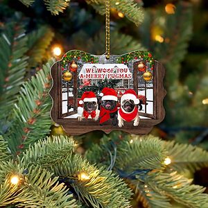 Pugs Benelux Ornament, We Woof You A Merry Pugmas - Ettee - benelux ornament
