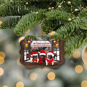 Pugs Benelux Ornament, We Woof You A Merry Pugmas - Ettee - benelux ornament