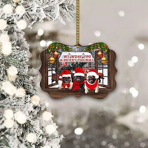 Pugs Benelux Ornament, We Woof You A Merry Pugmas - Ettee - benelux ornament