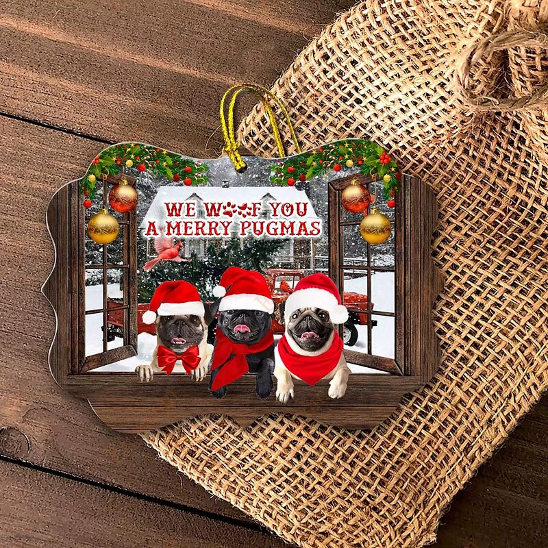 Pugs Benelux Ornament, We Woof You A Merry Pugmas - Ettee - benelux ornament