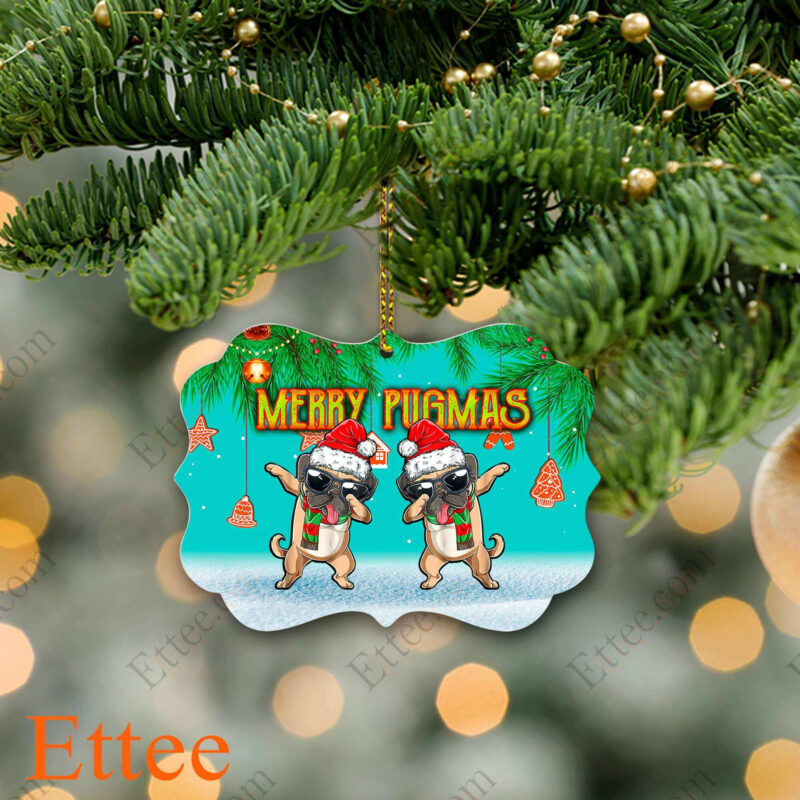 Funny Pug Dab Christmas Ornament - Benelux Inspired Design
