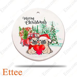 Pug Love Ornament, Couple Dog Christmas Gift 2022 - Ettee - Christmas decoration
