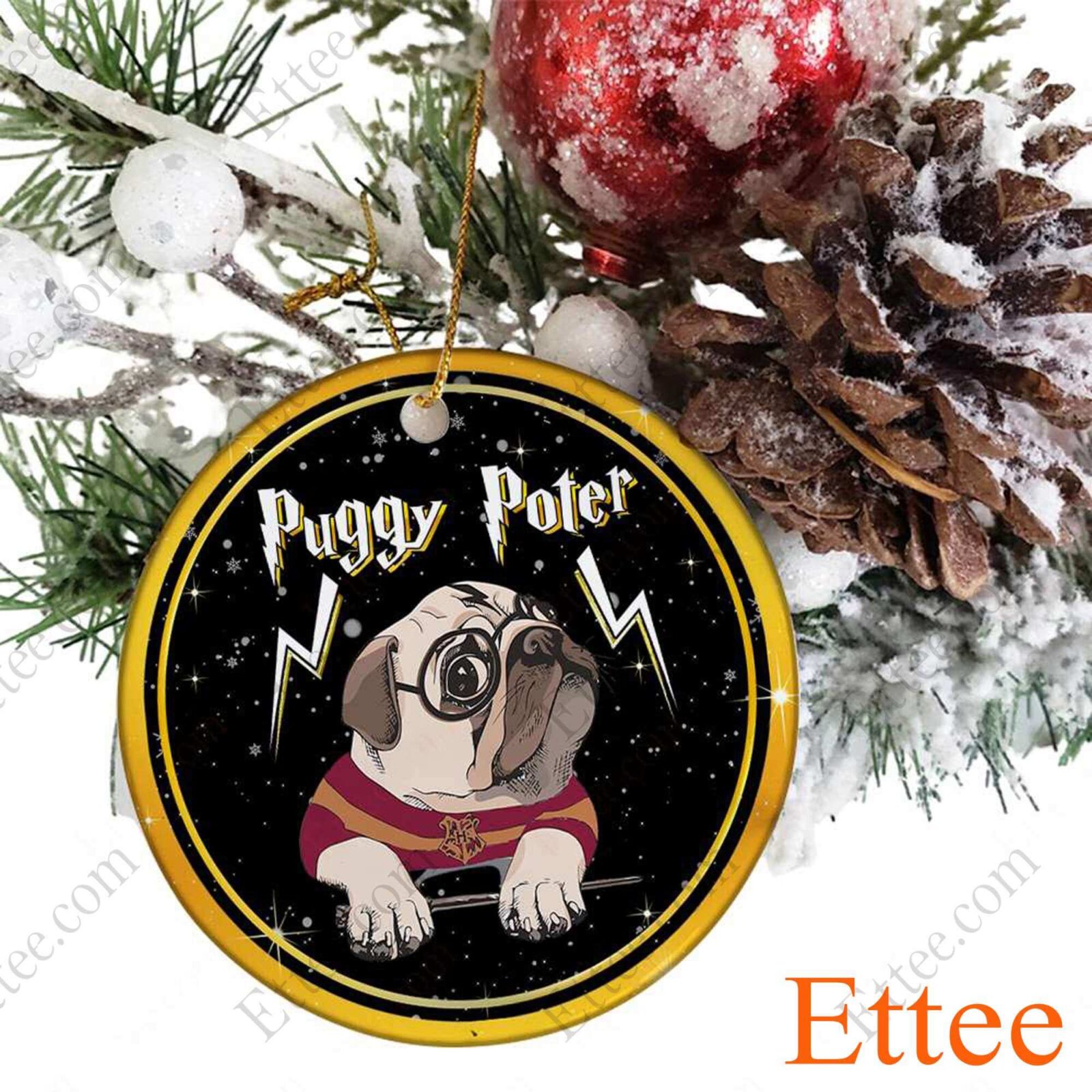 Puggy Potter Ceramic Ornament Christmas Gift 2022 - Ettee - 2022