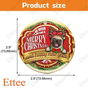 Pug Dog Ceramic Ornament, Christmas Gift 2022 - Ettee - 2022