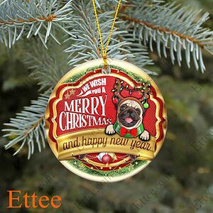 Pug Dog Ceramic Ornament, Christmas Gift 2022 - Ettee - 2022