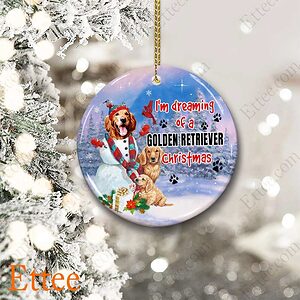 Golden Retriever Ceramic Ornament, I'm Dreaming Golden Retriever Christmas - Ettee - Ceramic Golden Retriever