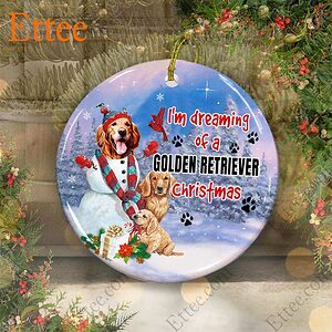 Golden Retriever Ceramic Ornament, I'm Dreaming Golden Retriever Christmas - Ettee - Ceramic Golden Retriever