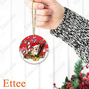 Corgi Dog Ceramic Ornament, JOY Christmas Gift for Dog Lover - Ettee - Ceramic ornament