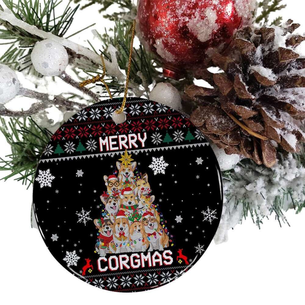 Merry Corgmas Ceramic Ornament, Corgi Dog Gift For 2022 - Ettee - 2022