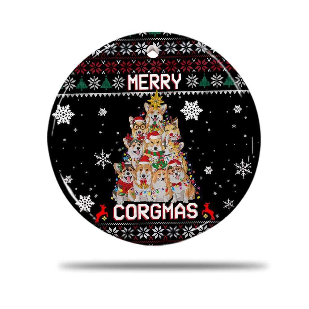 Merry Corgmas Ceramic Ornament, Corgi Dog Gift For 2022 - Ettee - 2022