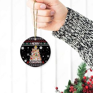 Merry Corgmas Ceramic Ornament, Corgi Dog Gift For 2022 - Ettee - 2022