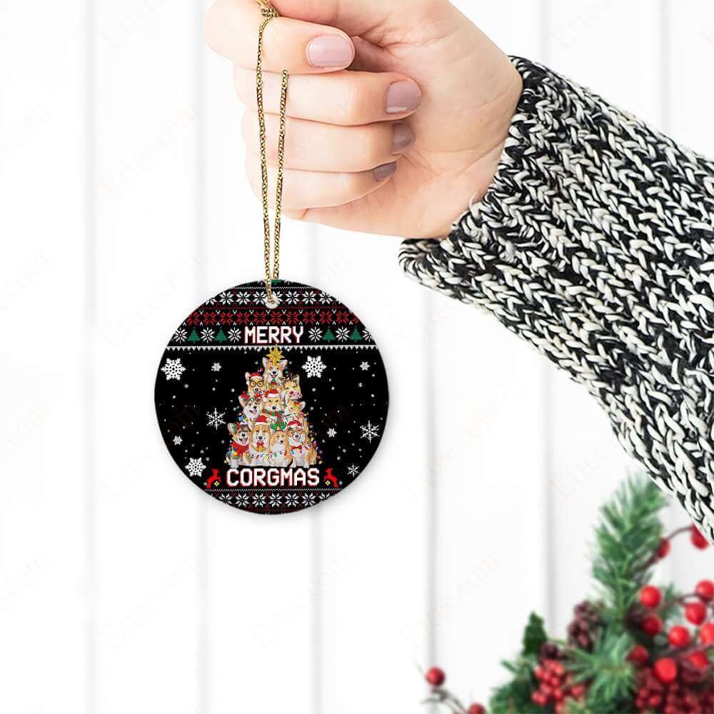 Merry Corgmas Ceramic Ornament, Corgi Dog Gift For 2022 - Ettee - 2022