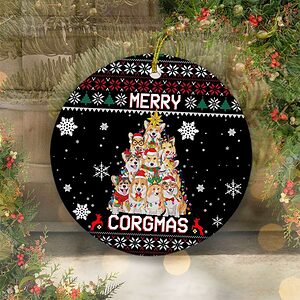 Merry Corgmas Ceramic Ornament, Corgi Dog Gift For 2022 - Ettee - 2022