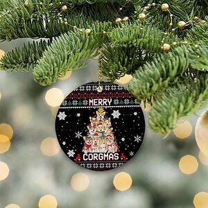 Merry Corgmas Ceramic Ornament, Corgi Dog Gift For 2022 - Ettee - 2022