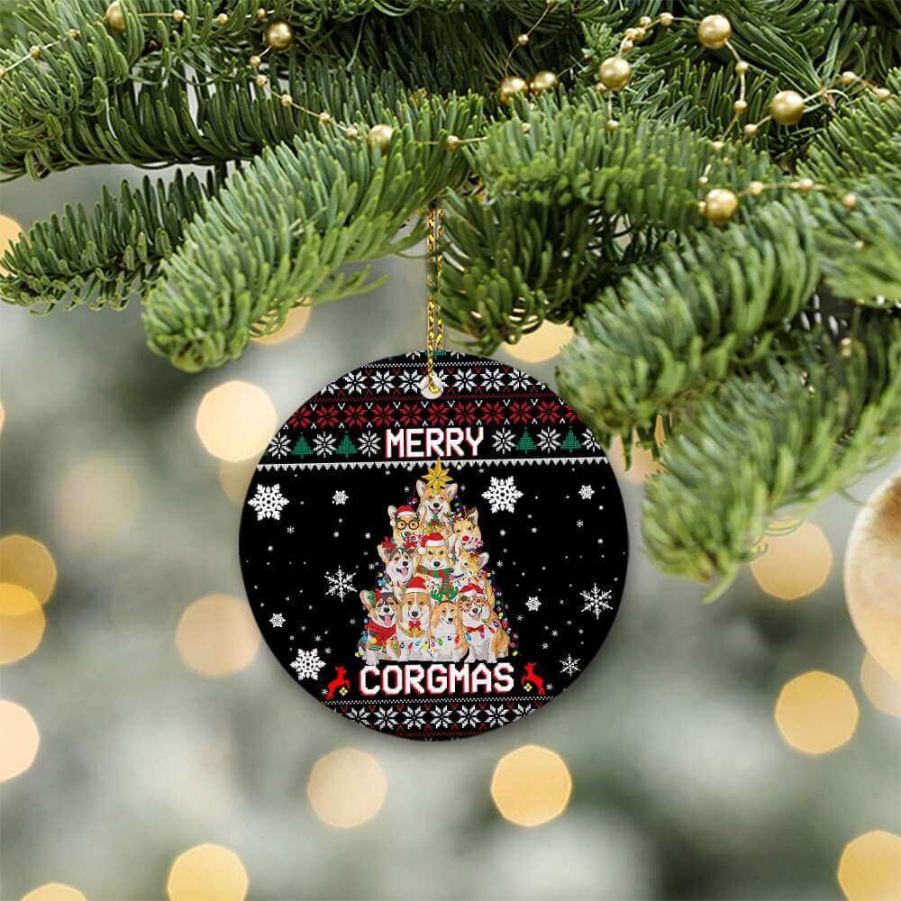 Merry Corgmas Ceramic Ornament, Corgi Dog Gift For 2022 - Ettee - 2022