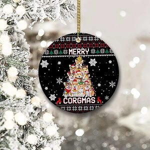 Merry Corgmas Ceramic Ornament, Corgi Dog Gift For 2022 - Ettee - 2022
